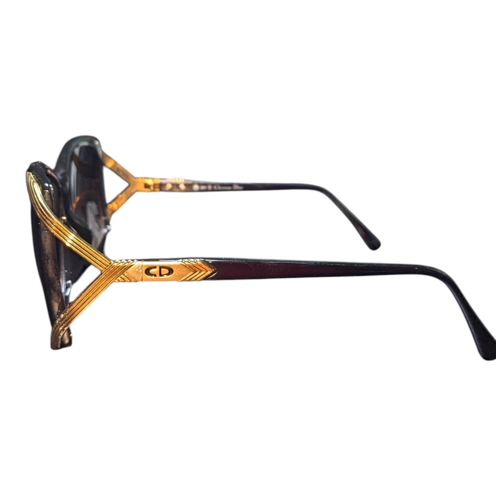 Dior | Vintage Y2K Black Burgundy Marbled Oversized Women's Sunglasses 90-58-13 - Picture 3 of 4